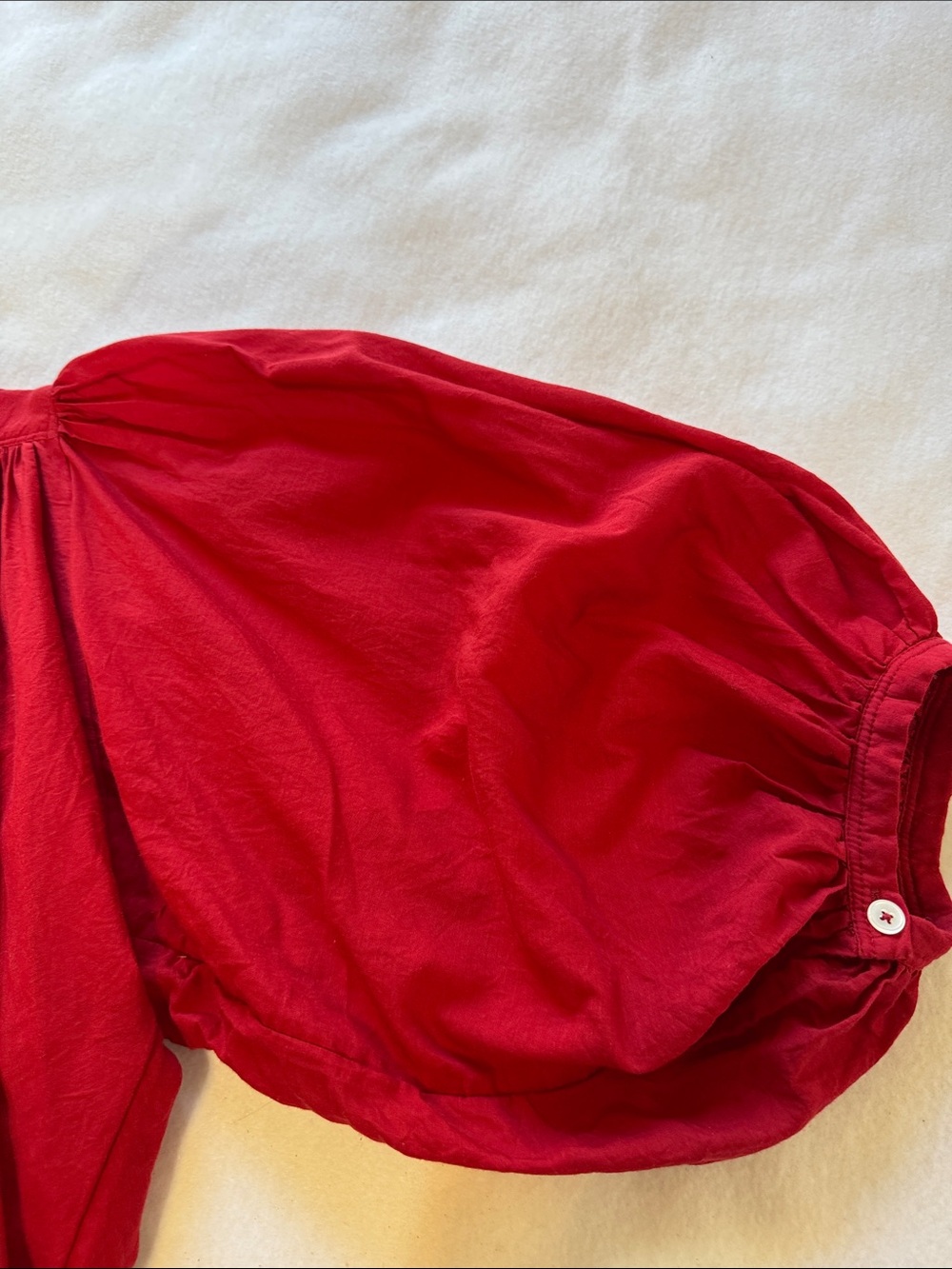 Madewell Cotton Viscose Balloon Sleeve Blouse Red Button Front Peasant Top Sz S - Picture 8 of 8